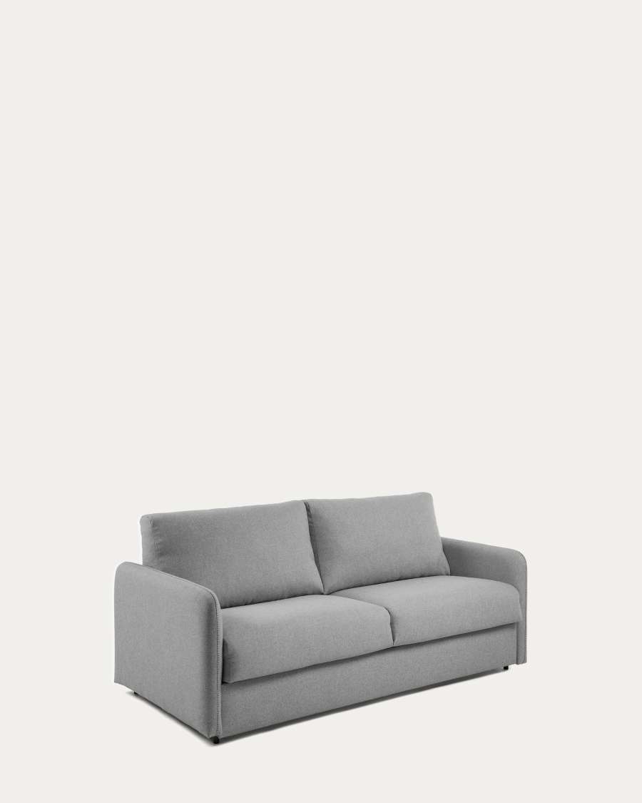 Kymoon 2 seater polyurethane sofa bed in light grey, 140cm