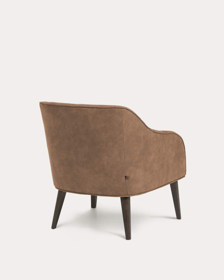 Bobly armchair in dark brown fabric with wenge finish legs