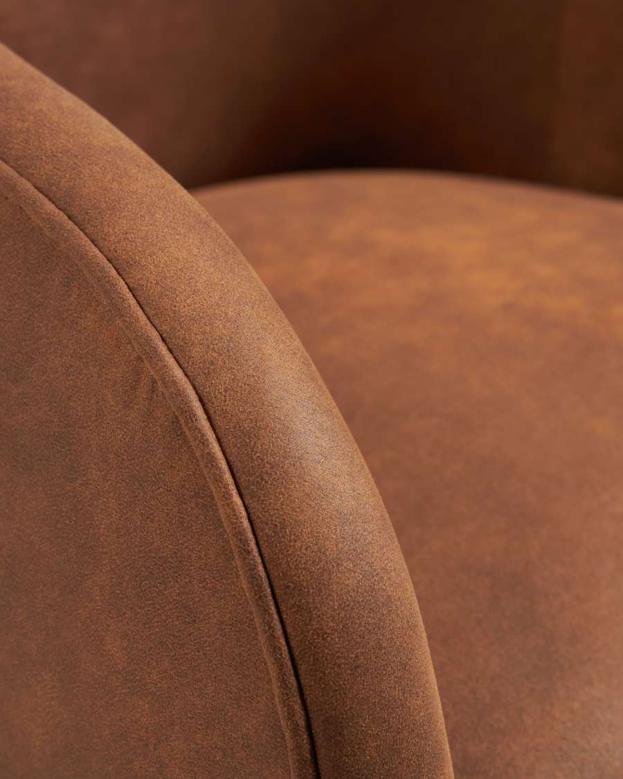 Bobly armchair in light brown fabric with wenge finish legs