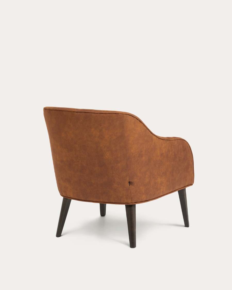 Bobly armchair in light brown fabric with wenge finish legs