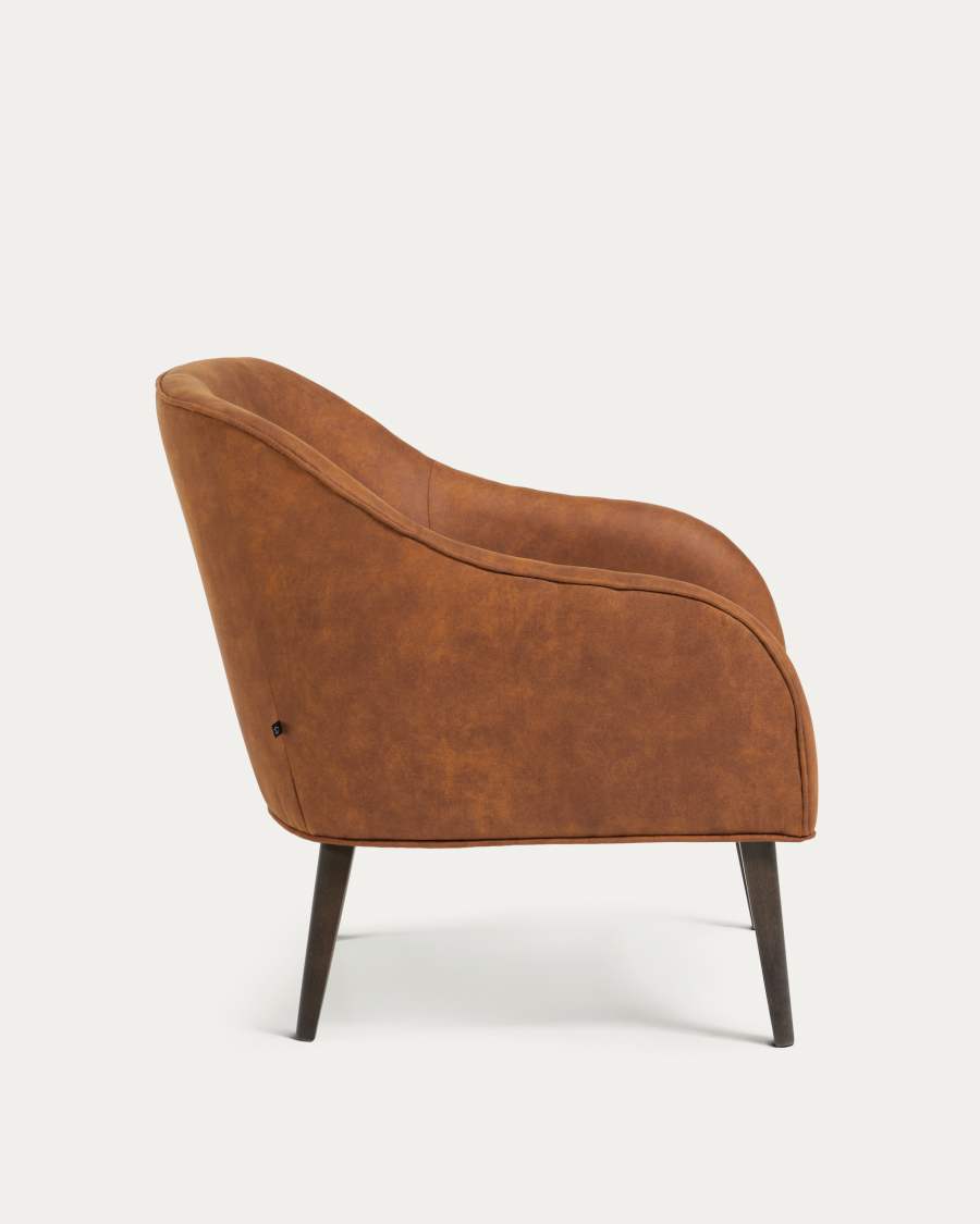 Bobly armchair in light brown fabric with wenge finish legs