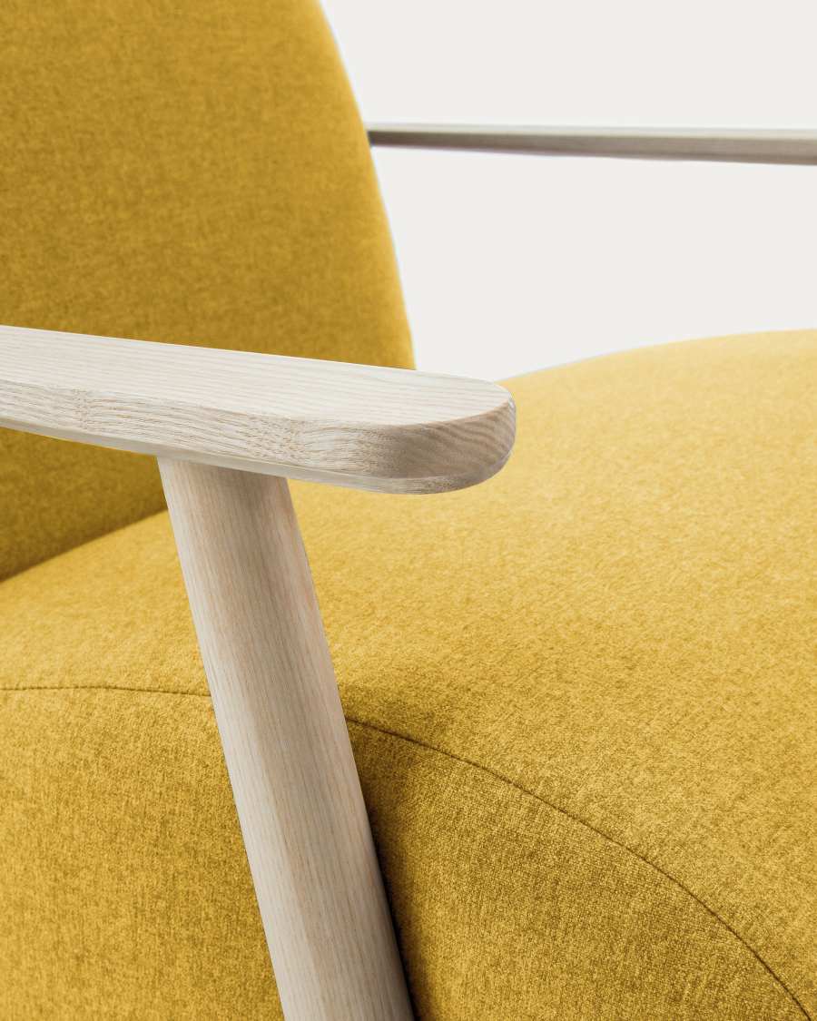 Meghan armchair in mustard with solid ash legs with natural finish