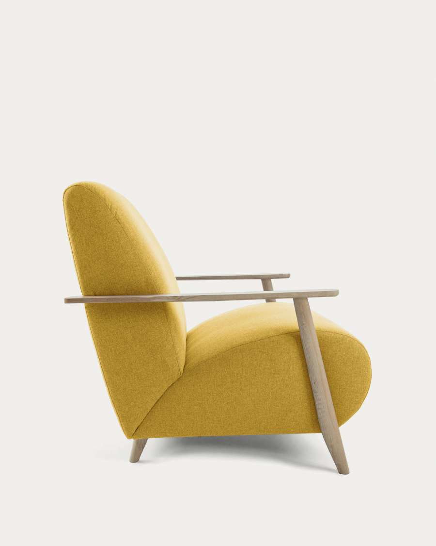 Meghan armchair in mustard with solid ash legs with natural finish