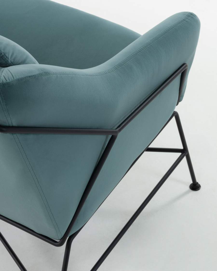 Bank Brida turquoise fluweel 128 cm