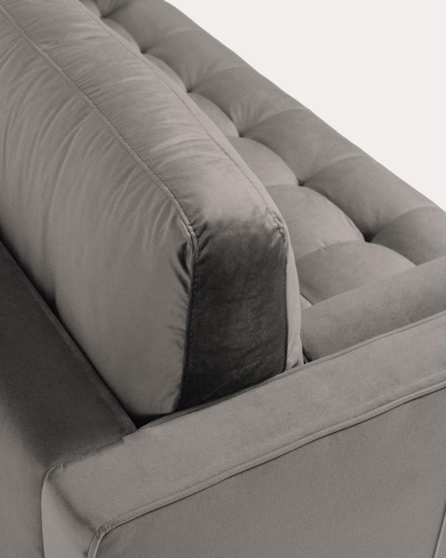 Debra 2 seater sofa in grey velvet, 182 cm
