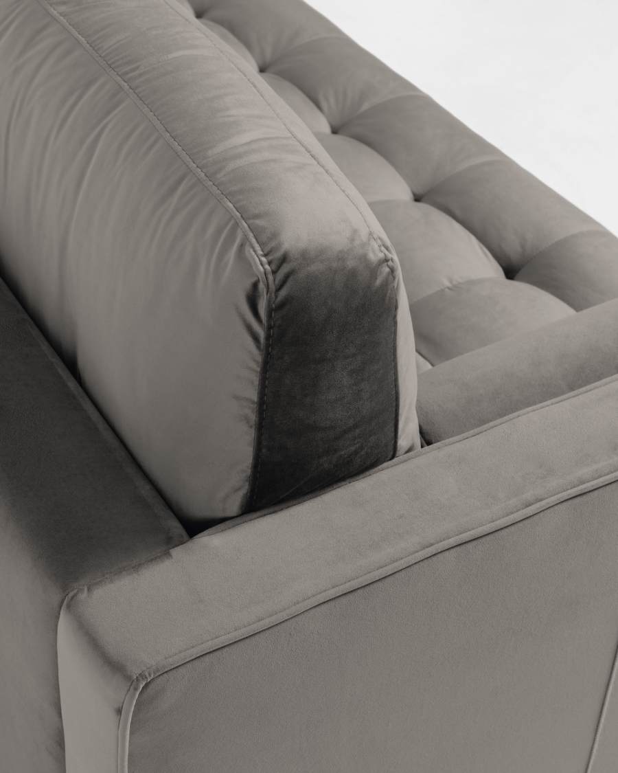 Debra 3 seater sofa in grey velvet, 220 cm