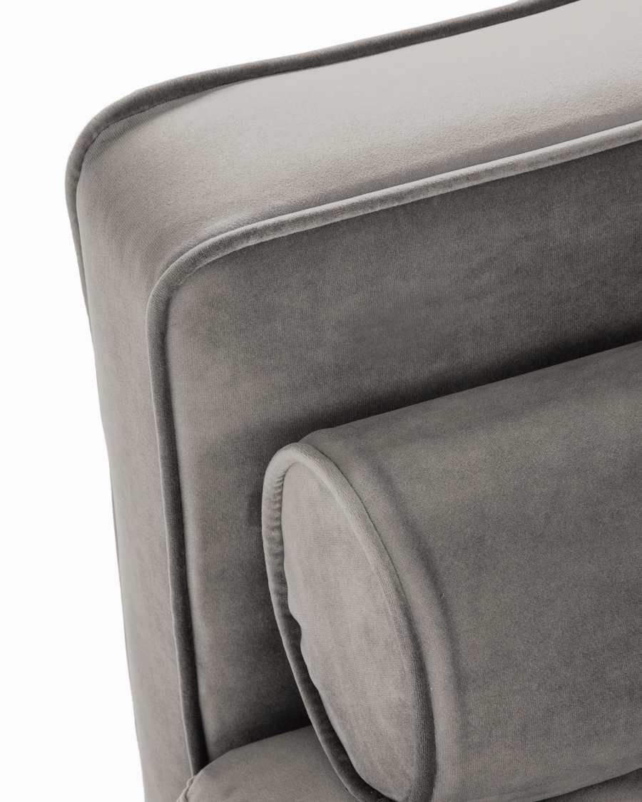 Debra 3 seater sofa in grey velvet, 220 cm