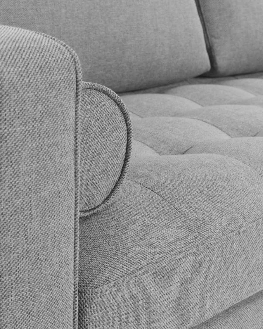 Debra 3 seater sofa in light grey, 222 cm