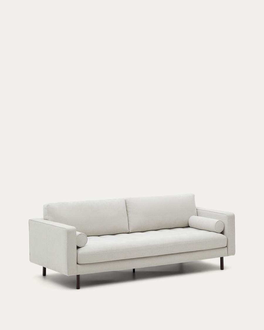 Sofa Debra 3-seater in pearl chenille and wengue finish legs 222 cm FSC Mix Credit