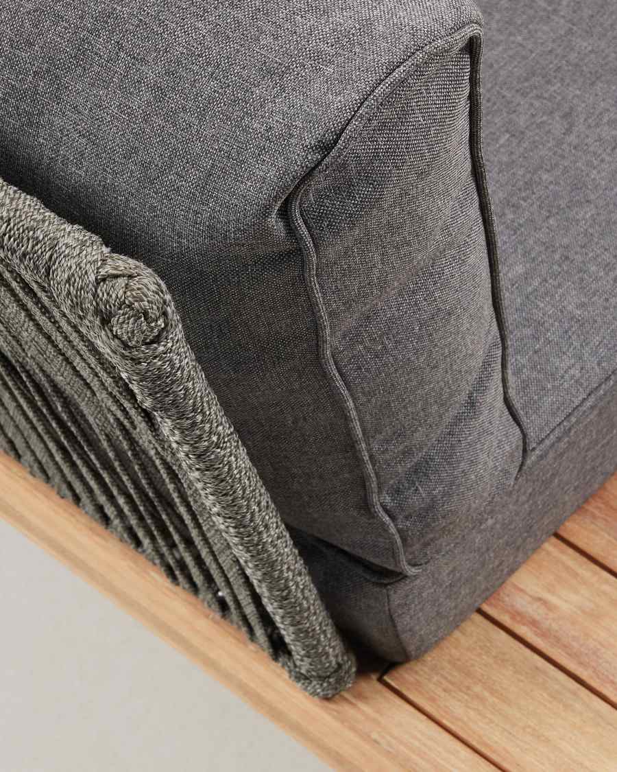 Ramson 4-Sitzer Ecksofa, massives Eukalyptusholz, beiges Seil, 200 cm