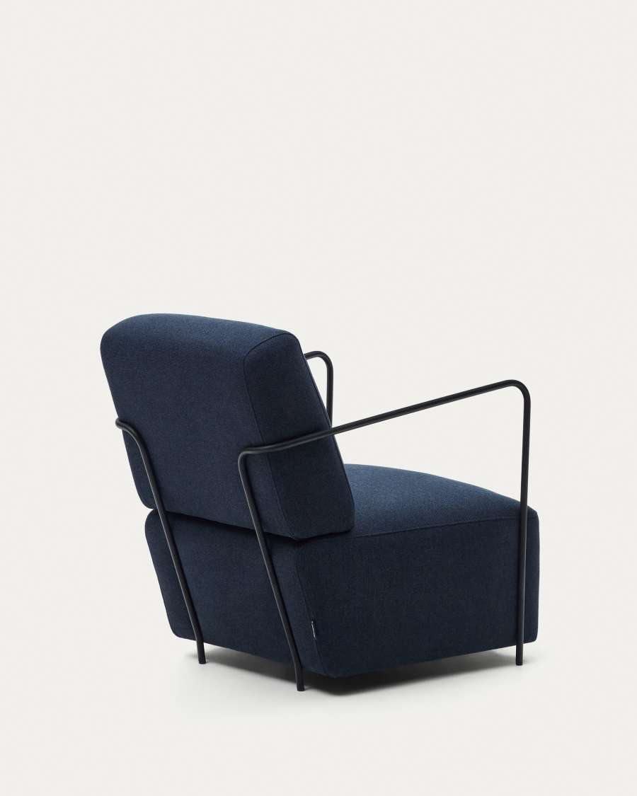 Gamer armchair in blue and metal with black finish