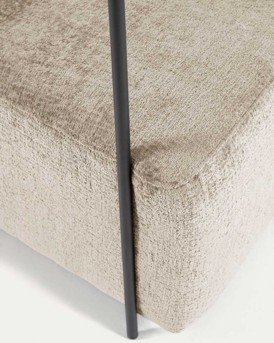 Gamer fauteuil in beige chenille en metaal met zwarte afwerking