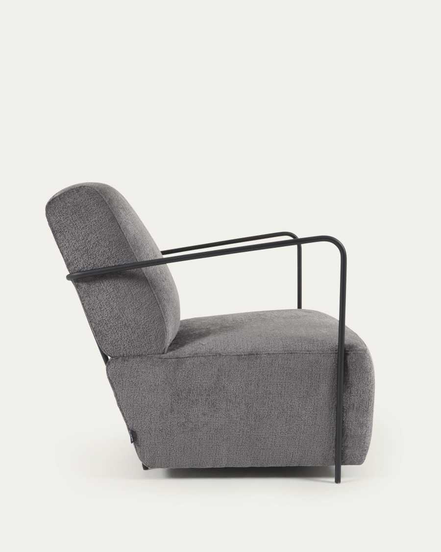 Πολυθρόνα Gamer, γκρι chenille και μεταλλικά πόδια σε μαύρο φινίρισμα