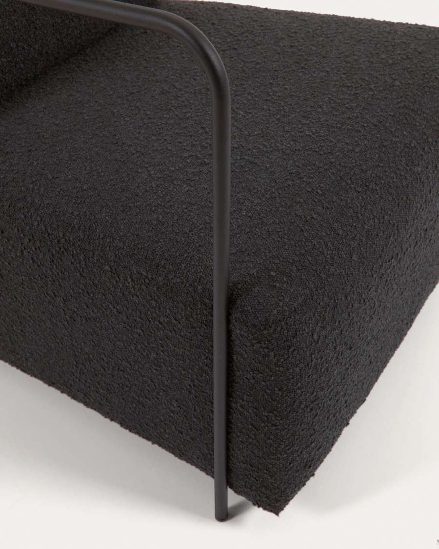 Gamer armchair in black bouclé and metal with black finish