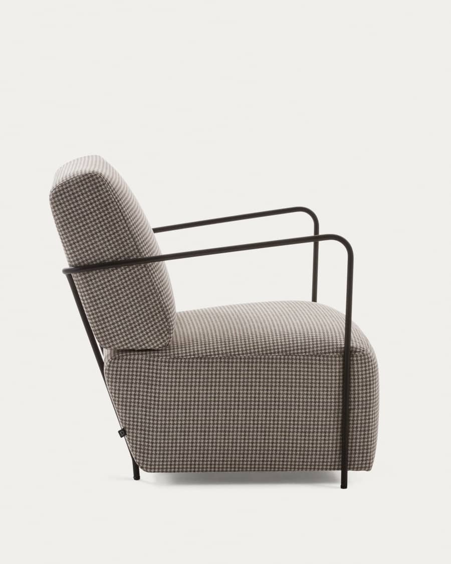 Gamer armchair in houndstooth pattern with steel in a black finish