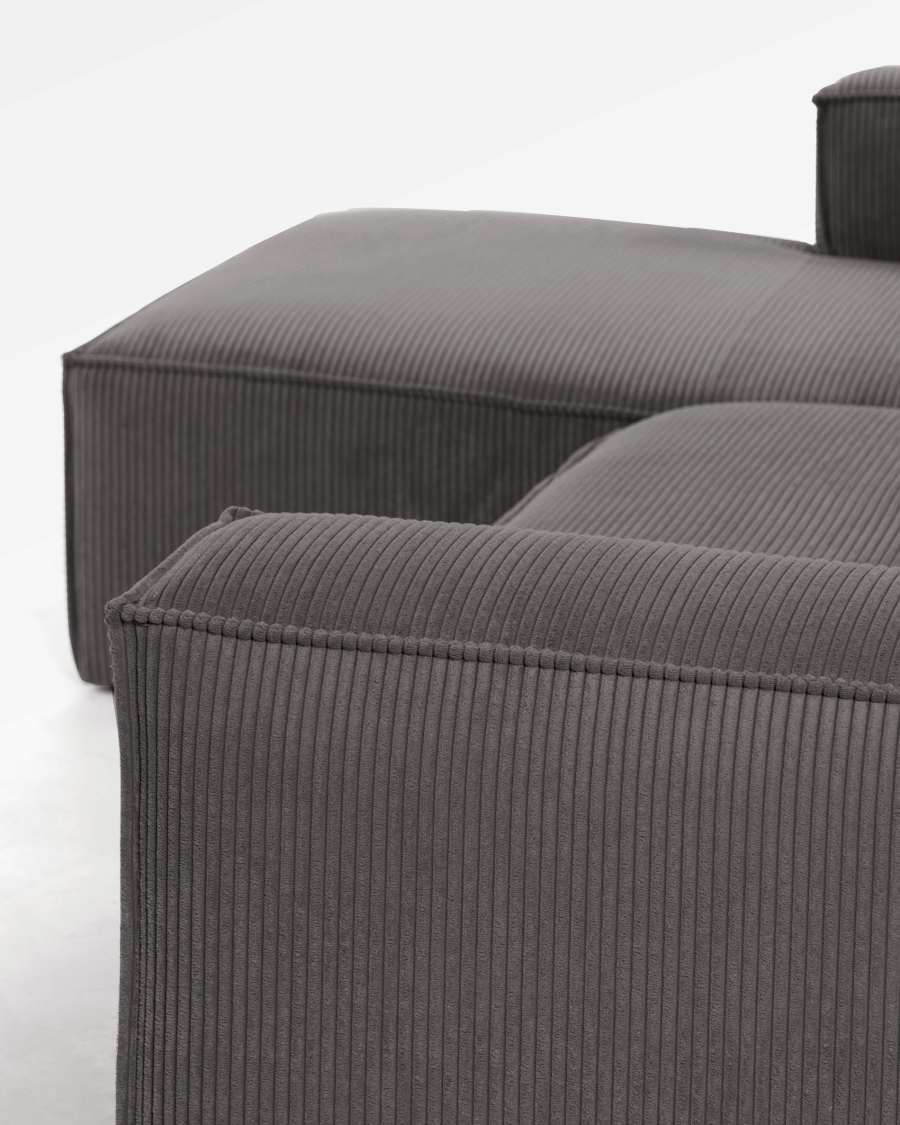 4-Sitzer-Sofa Blok mit dickem, grauen Cord und Chaiselongue links 330 cm FSC Mix Credit
