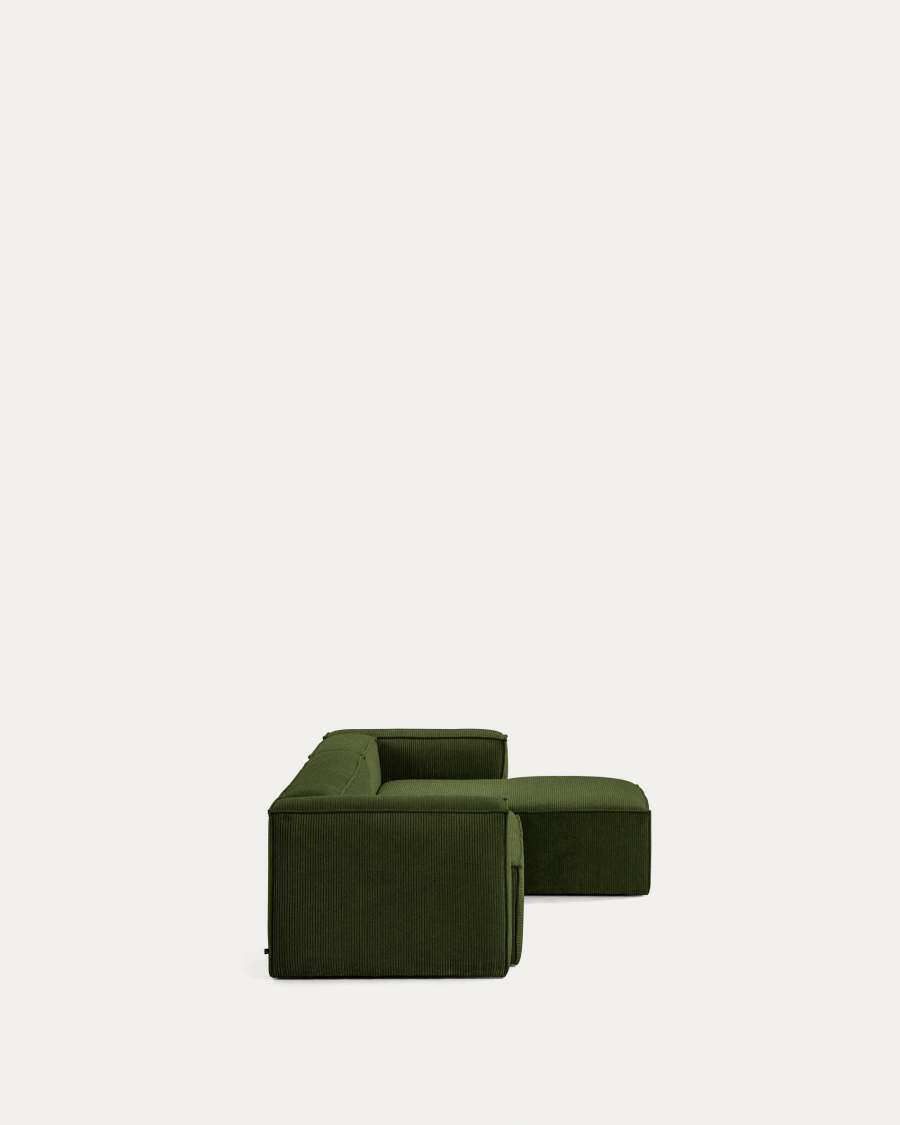 Blok 4-seater right chaise longue sofa in green thick corduroy 330cm FSC Mix Credit