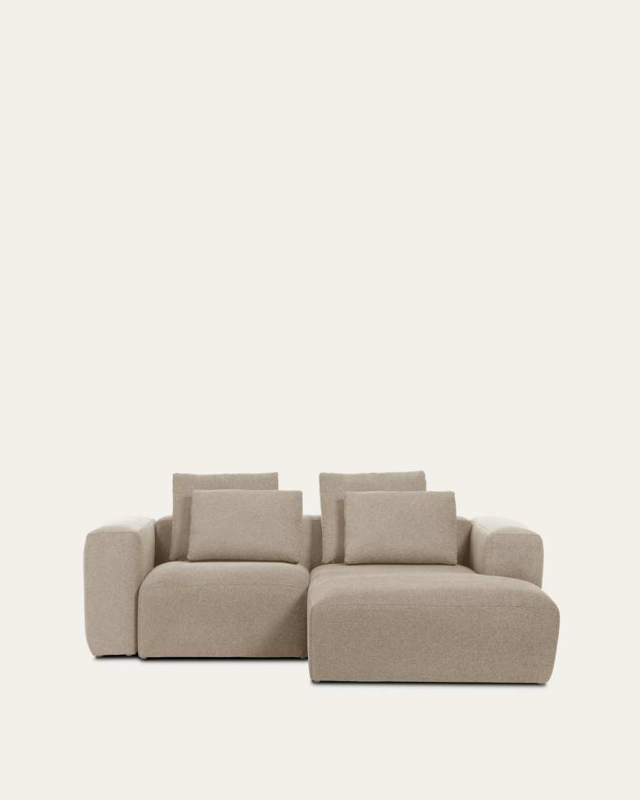 Divano Blok 2 posti in ciniglia beige con chaise longue destra 240 cm FSC Mix Credit