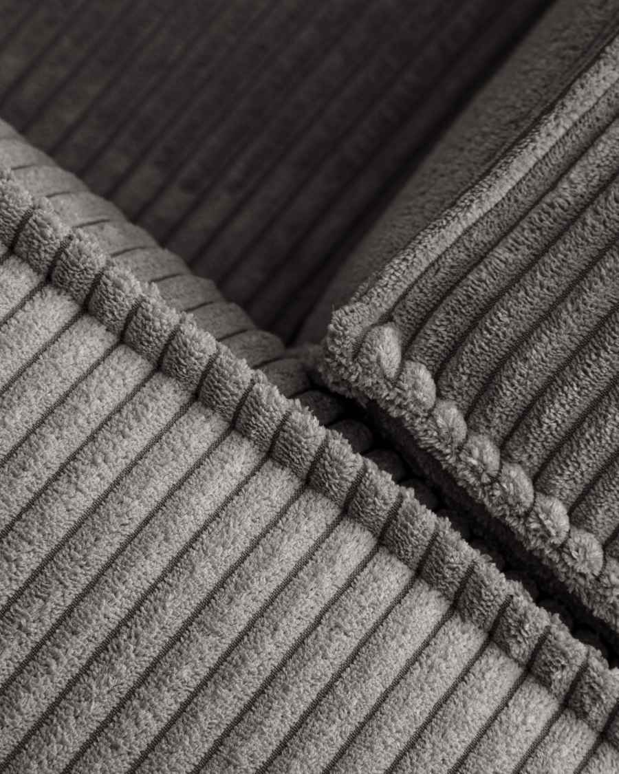 Blok 2-seater right chaise longue sofa in grey thick corduroy 240cm FSC Mix Credit