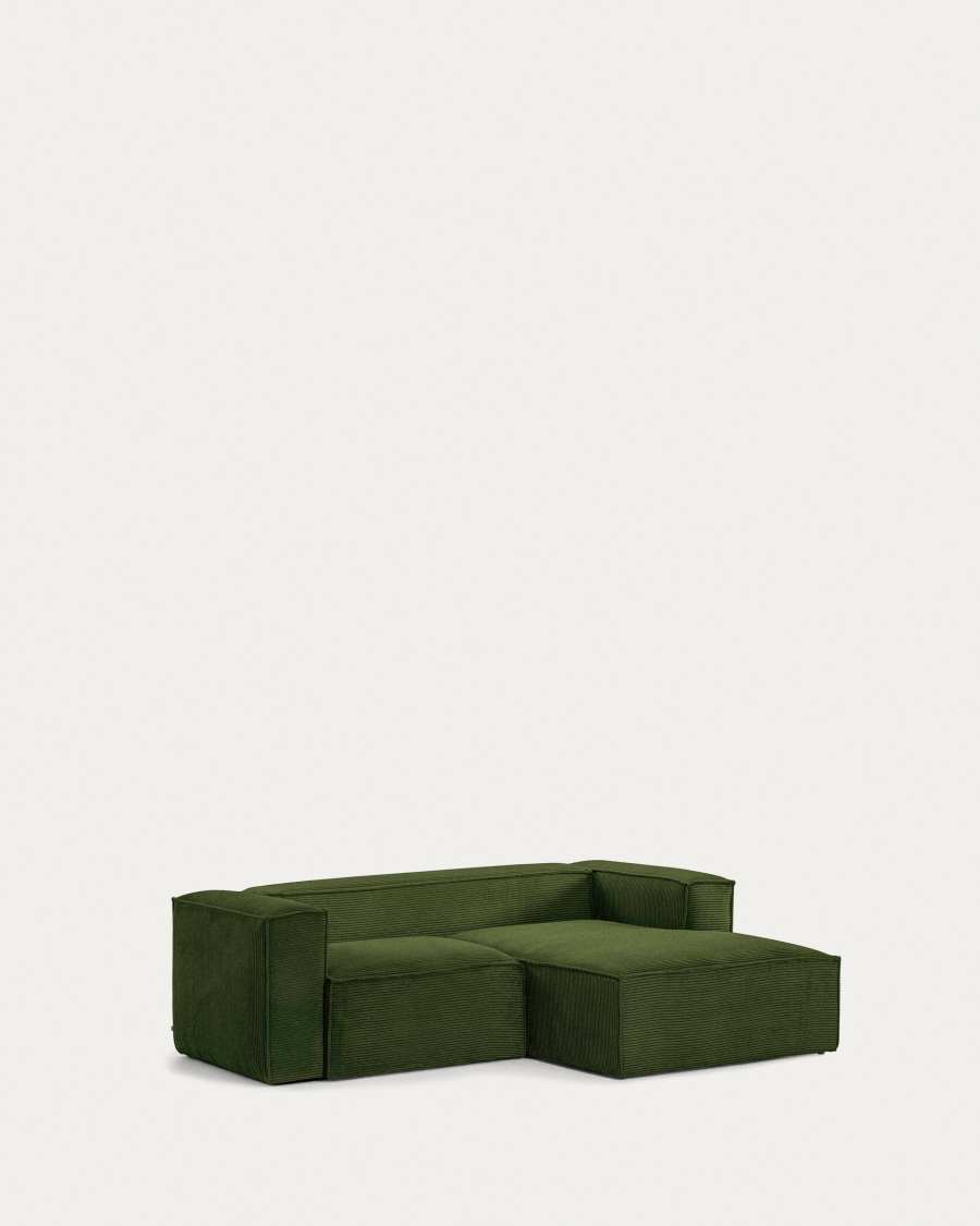 Sofá Blok 2 plazas pana gruesa chaise longue derecho verde 240 cm FSC Mix Credit