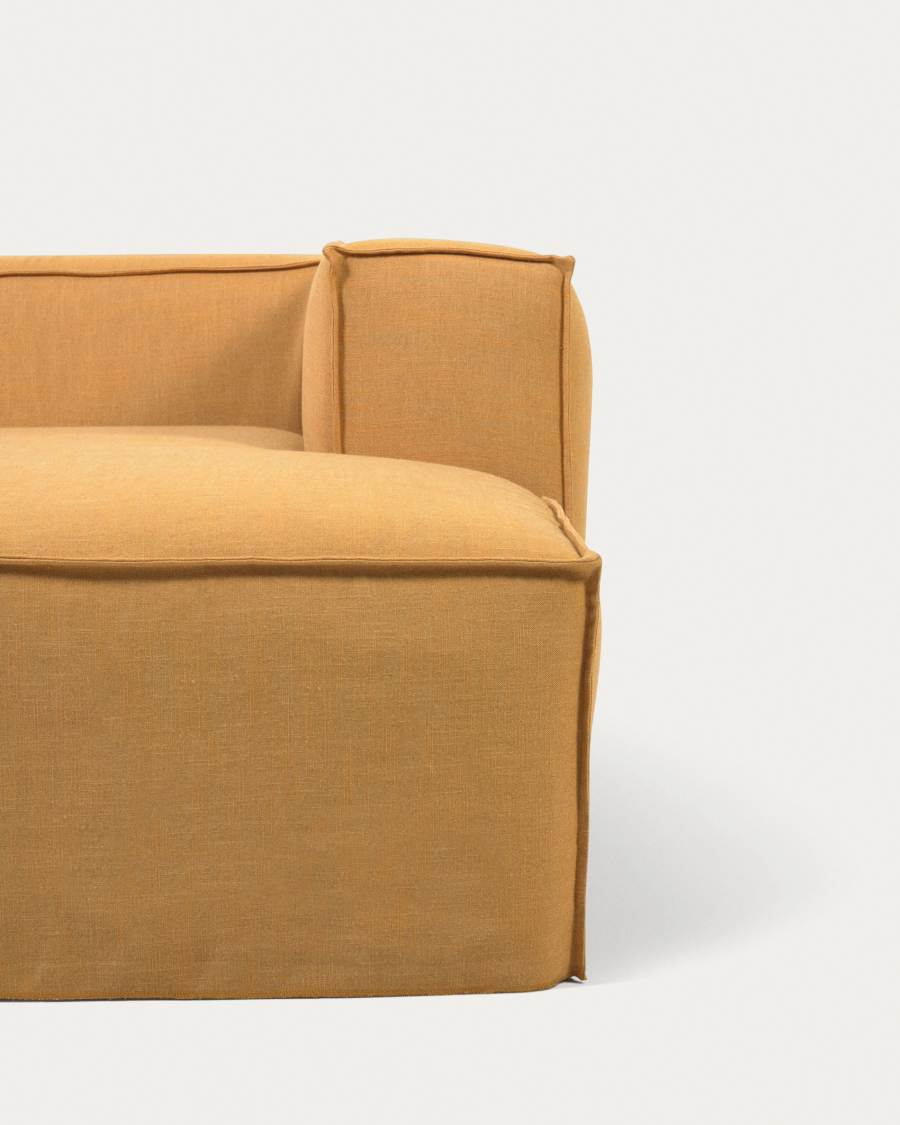 Blok 2 seater sofa with right-hand chaise longue & removable covers, mustard linen, 240 cm