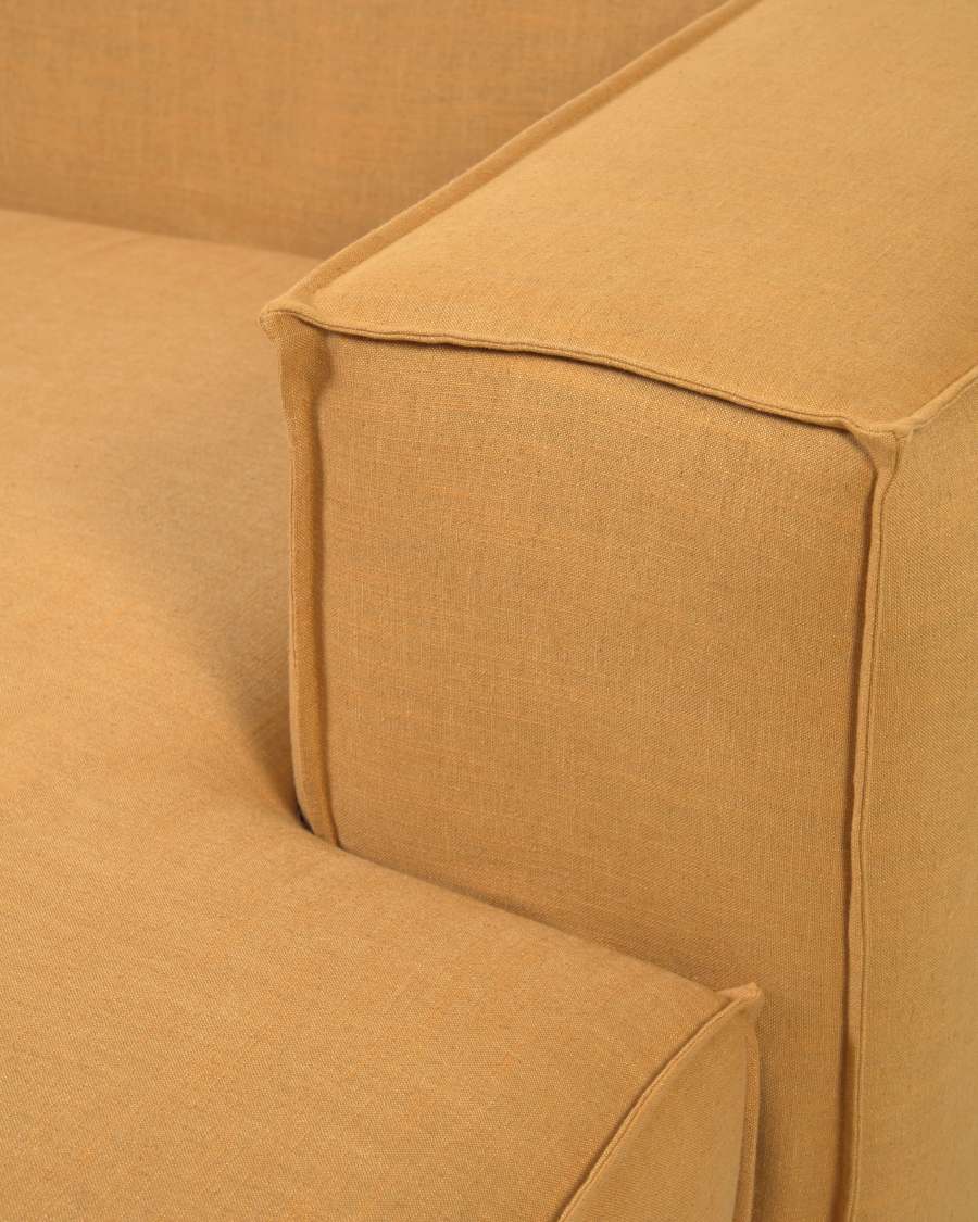 Blok 2 seater sofa with right-hand chaise longue & removable covers, mustard linen, 240 cm