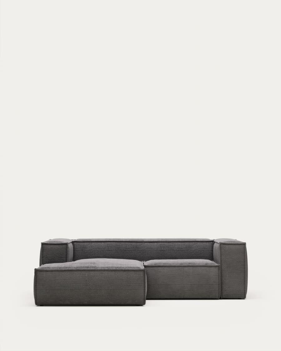 Blok 2-seater left chaise longue sofa in grey thick corduroy 240cm FSC Mix Credit