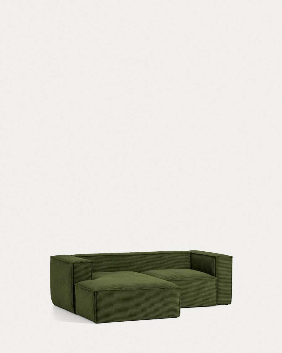 Blok 2-seater left chaise longue sofa in green thick corduroy 240cm FSC Mix Credit