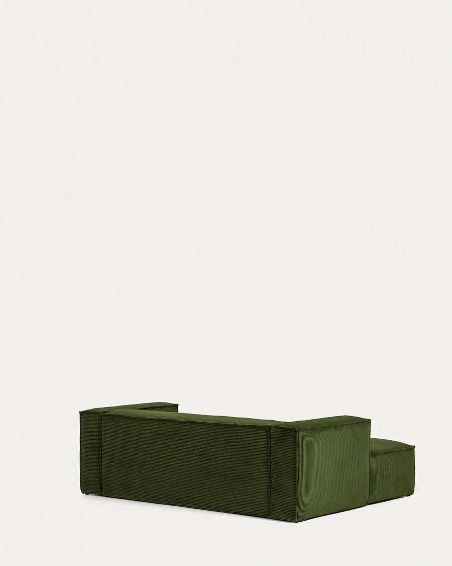 Blok 2-seater left chaise longue sofa in green thick corduroy 240cm FSC Mix Credit