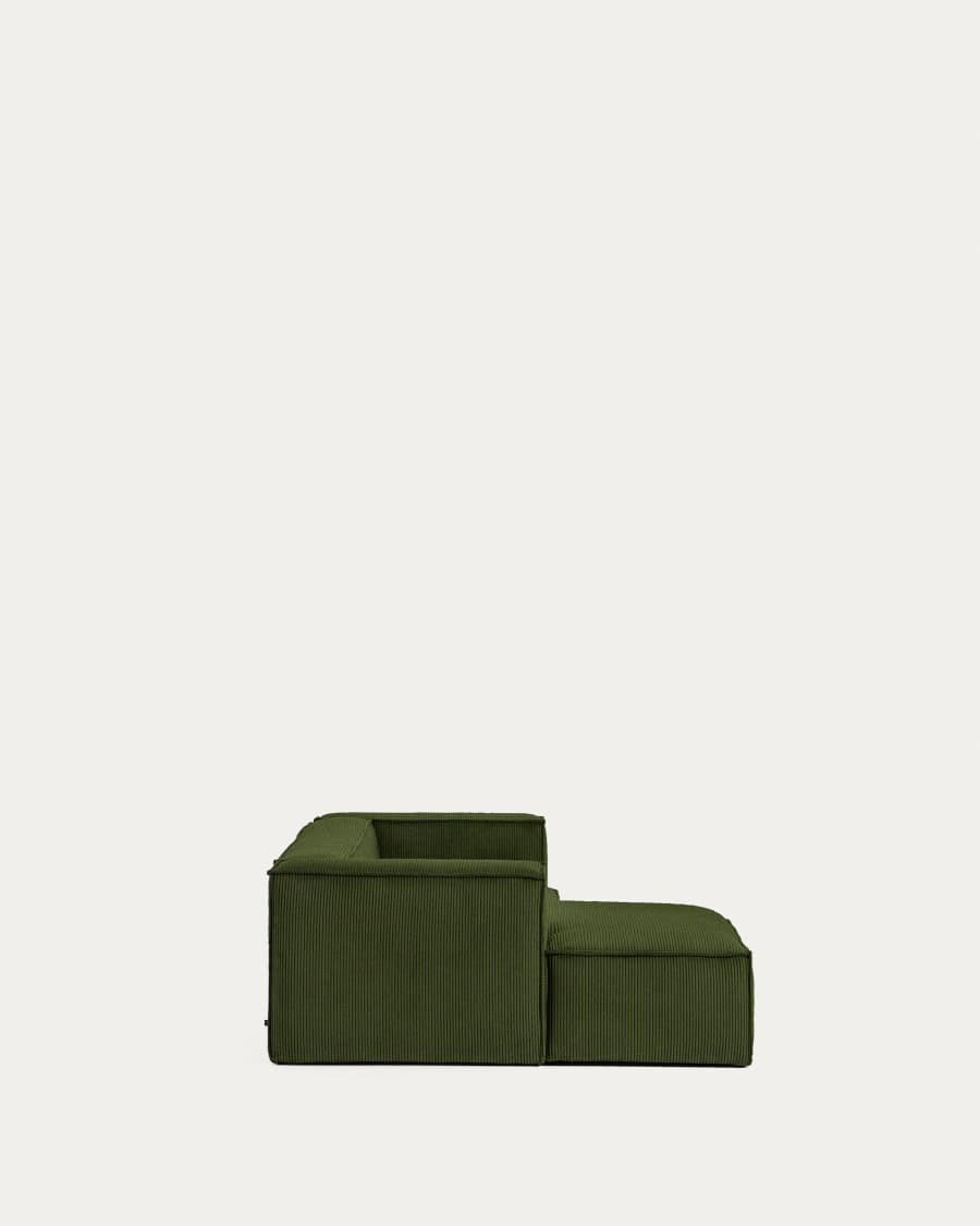 Blok 2-seater left chaise longue sofa in green thick corduroy 240cm FSC Mix Credit