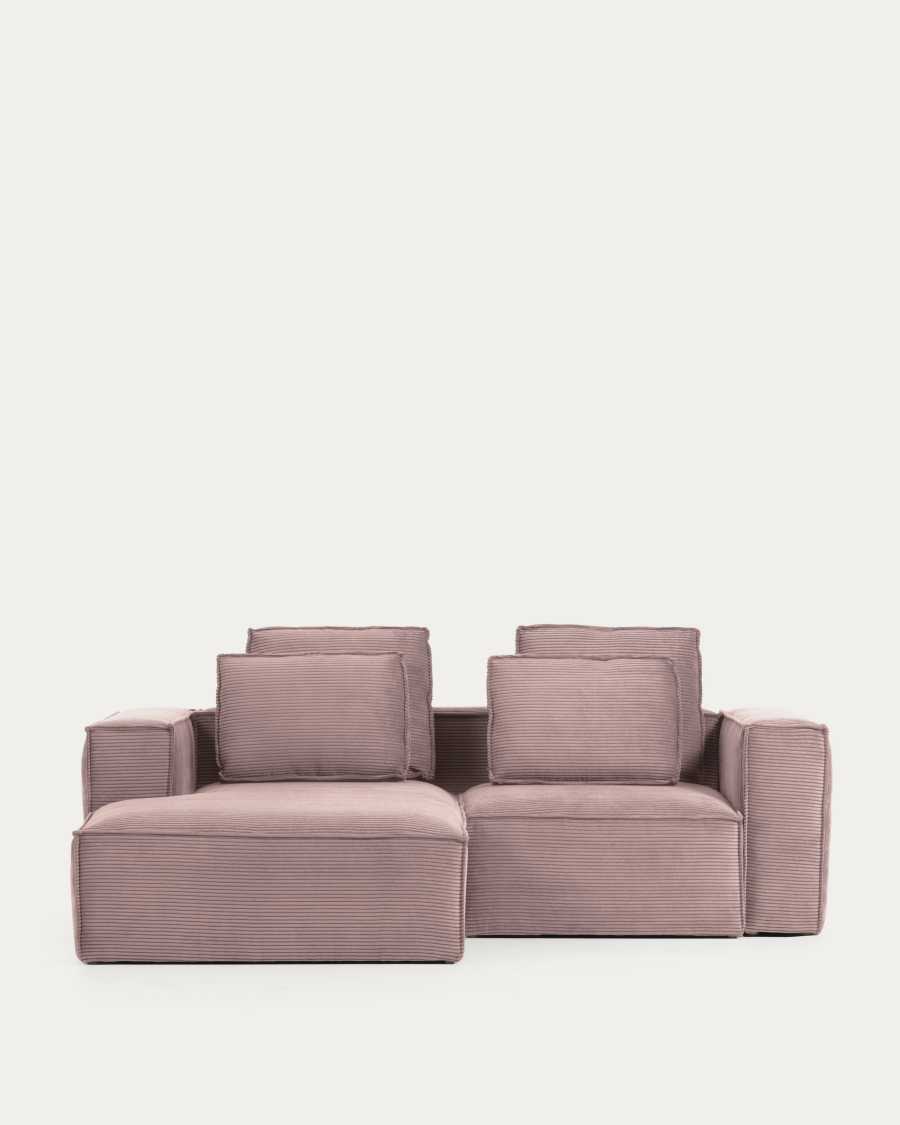 Blok 2-seater left chaise longue sofa in pink thick corduroy 240cm FSC Mix Credit