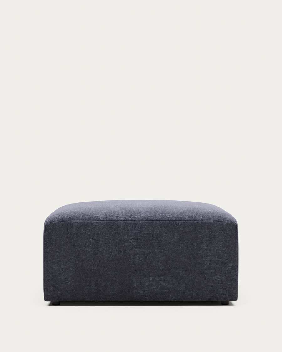 Blok fire-retardant footrest in blue chenille 90 x 70cm