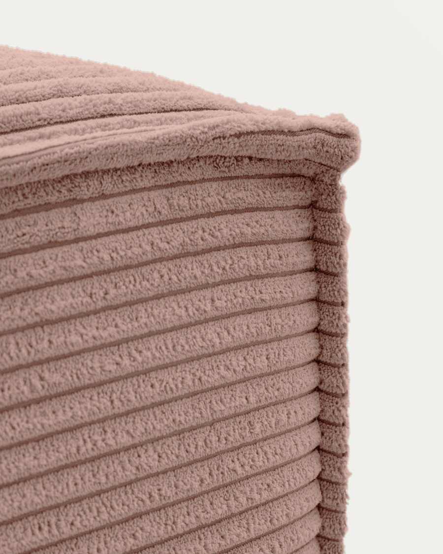 Repose-pieds Blok ignifugé en velours côtelé épais rose 90 x 70 cm