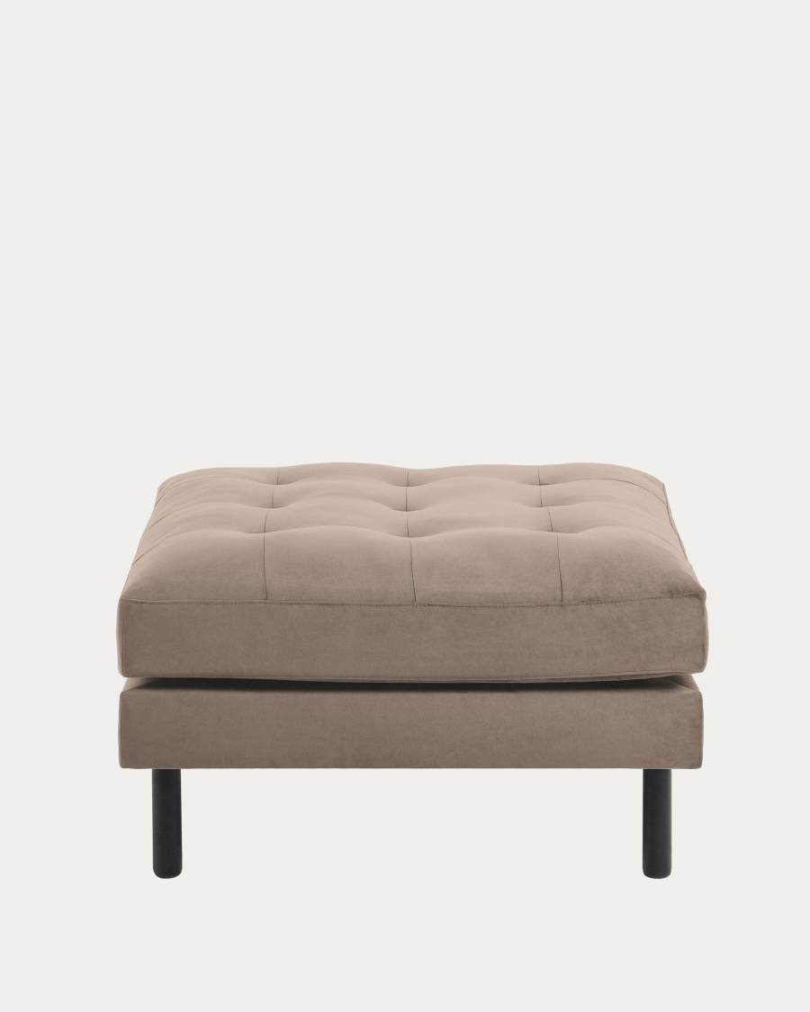 Debra footrest in taupe velvet, 80 x 80 cm