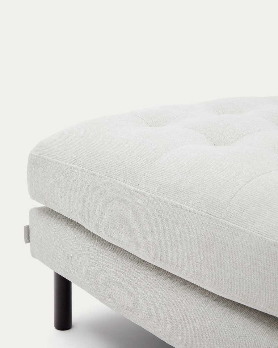 Debra Fußablage mit Bezug in perlfarbener Chenille Beine Wenge-Finish 80 x 80 cm FSC Mix Credit