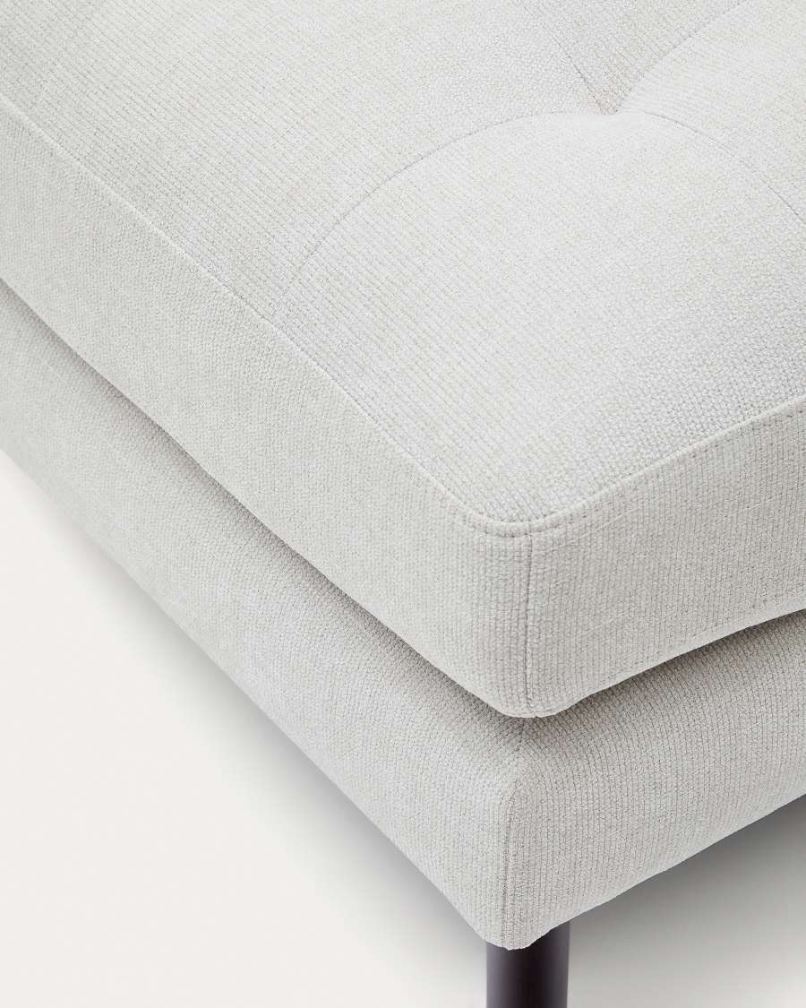 Debra Fußablage mit Bezug in perlfarbener Chenille Beine Wenge-Finish 80 x 80 cm FSC Mix Credit