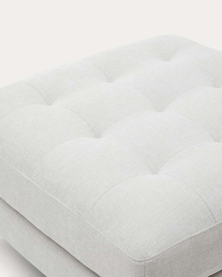 Debra Fußablage mit Bezug in perlfarbener Chenille Beine Wenge-Finish 80 x 80 cm FSC Mix Credit