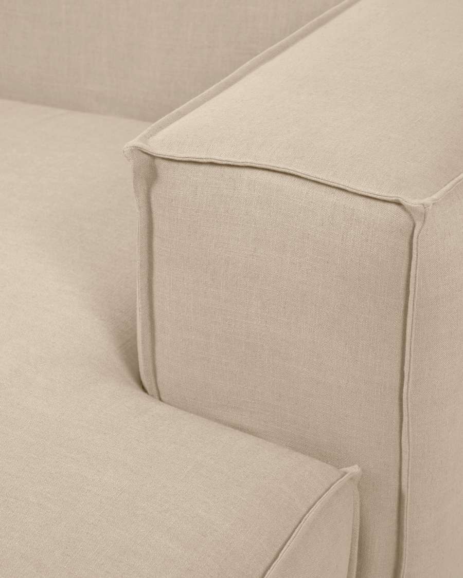 Blok 2 seater sofa with right-hand chaise longue cover in beige linen