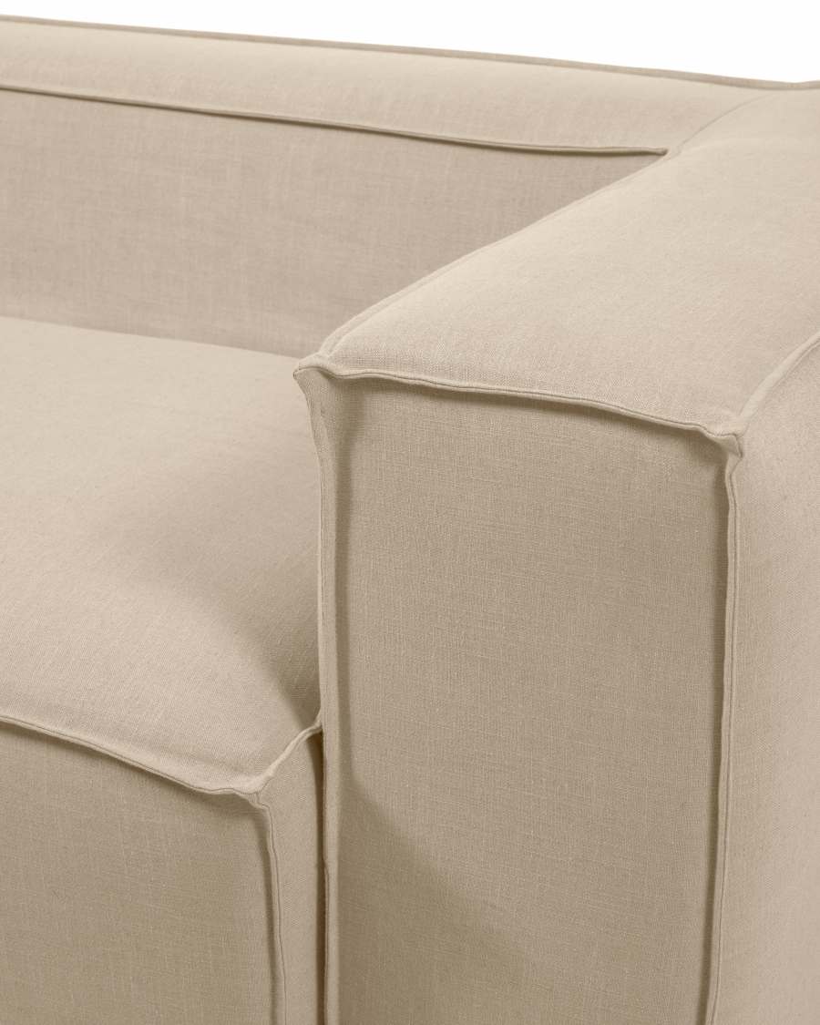 Bezug für Blok 2-Sitzer-Sofa mit Chaiselongue links Leinen beige