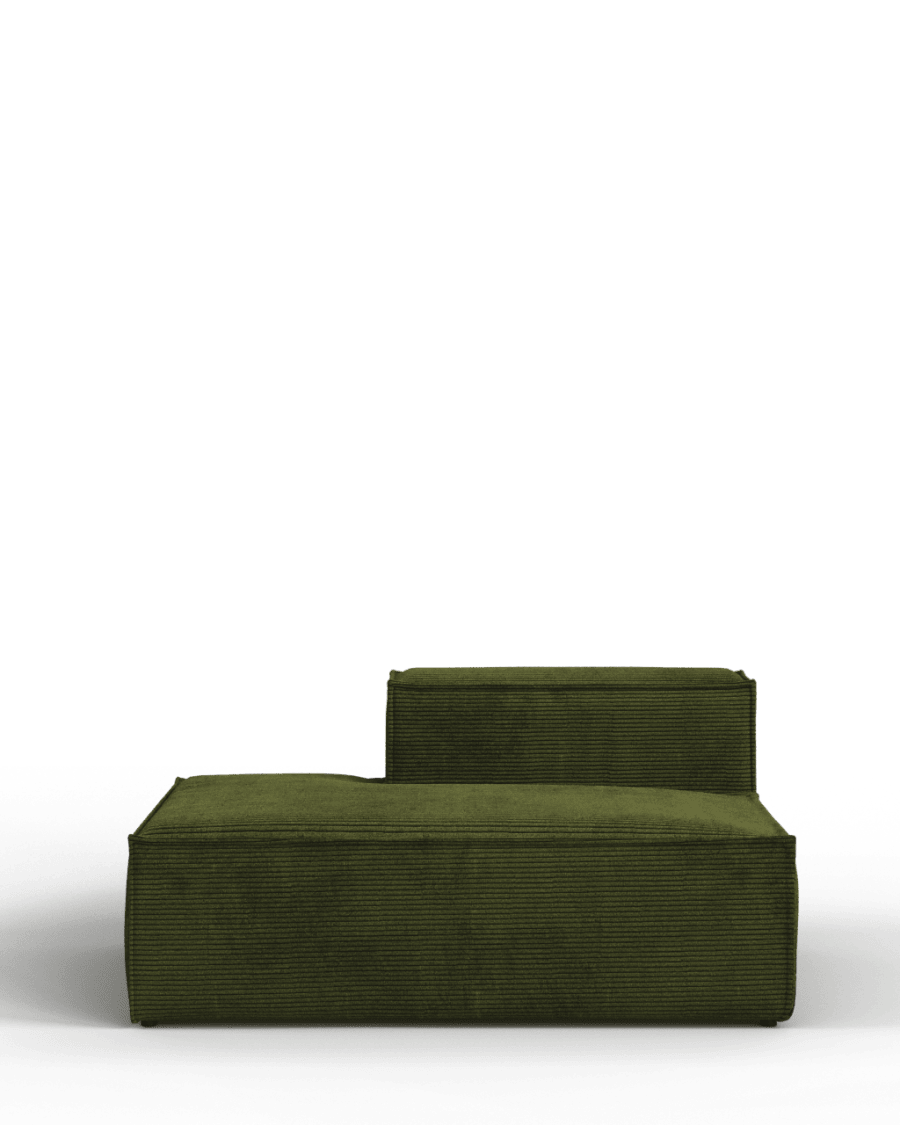 Eindstuk links voor bank Blok met diepte 70 cm in groen corduroy