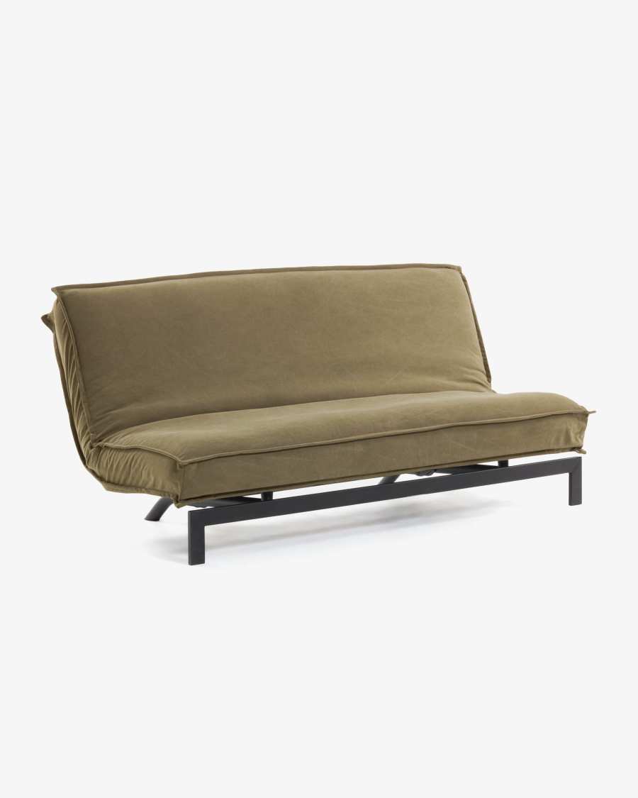 Eveline Bettsofa 195 cm, braun, Metall Struktur