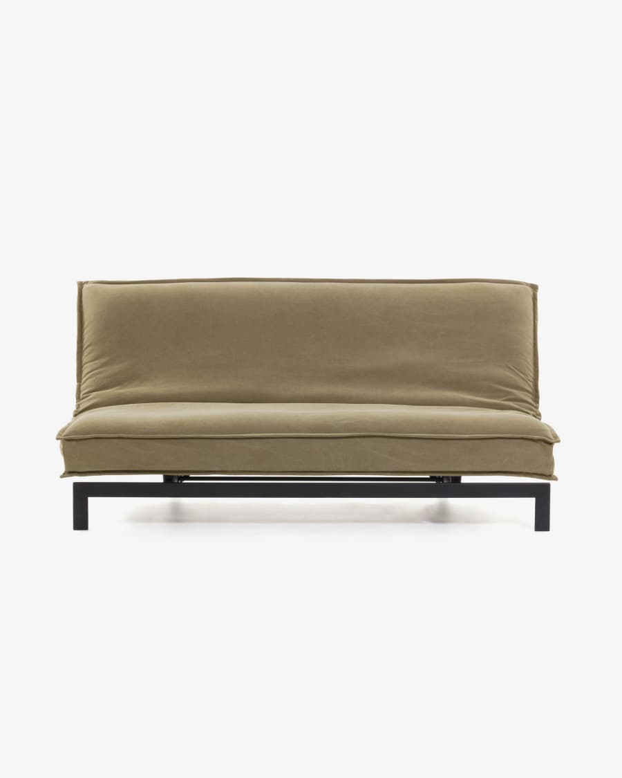 Eveline Bettsofa 195 cm, braun, Metall Struktur