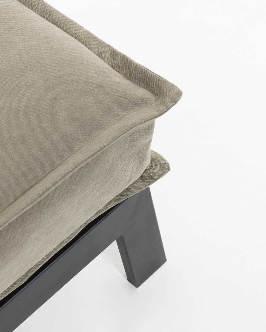 Eveline three-seater sofa bed in beige, metal frame, 195 cm