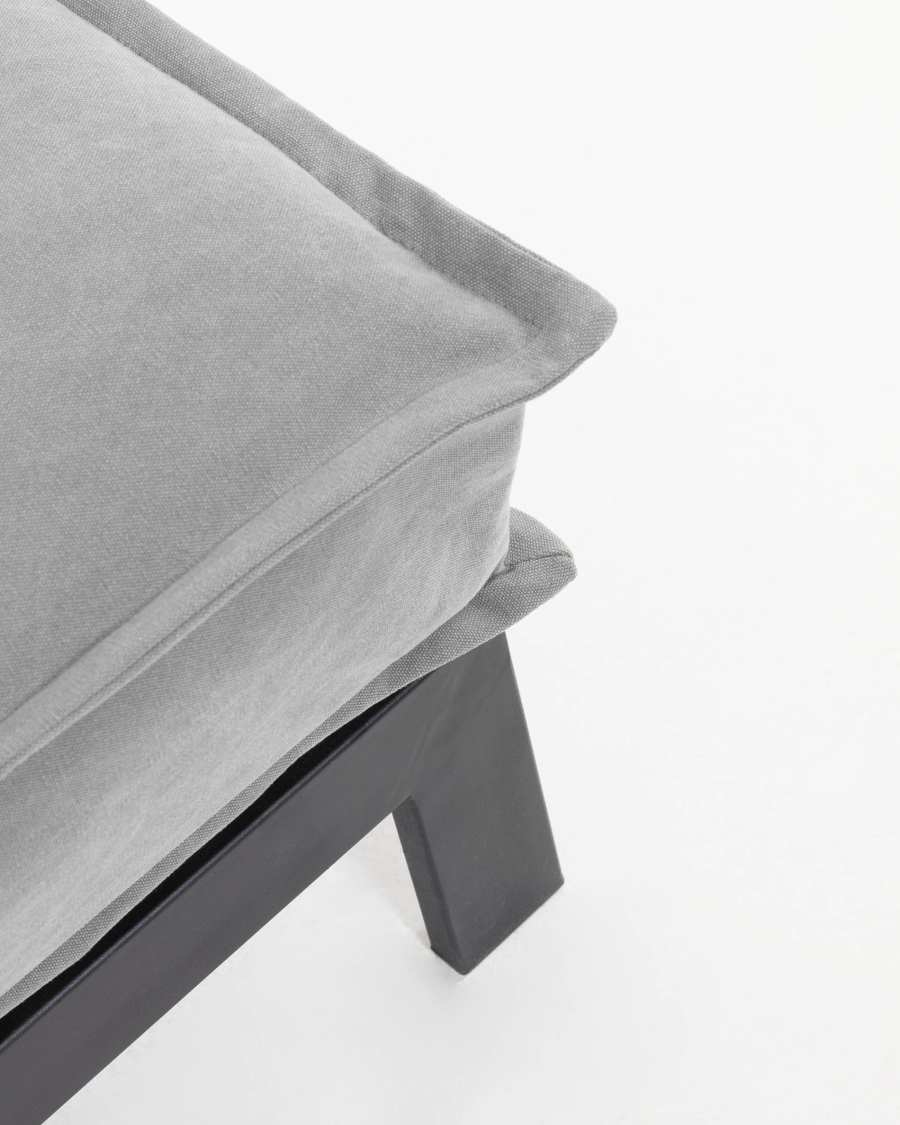 Eveline three-seater sofa bed in grey, metal frame, 195 cm