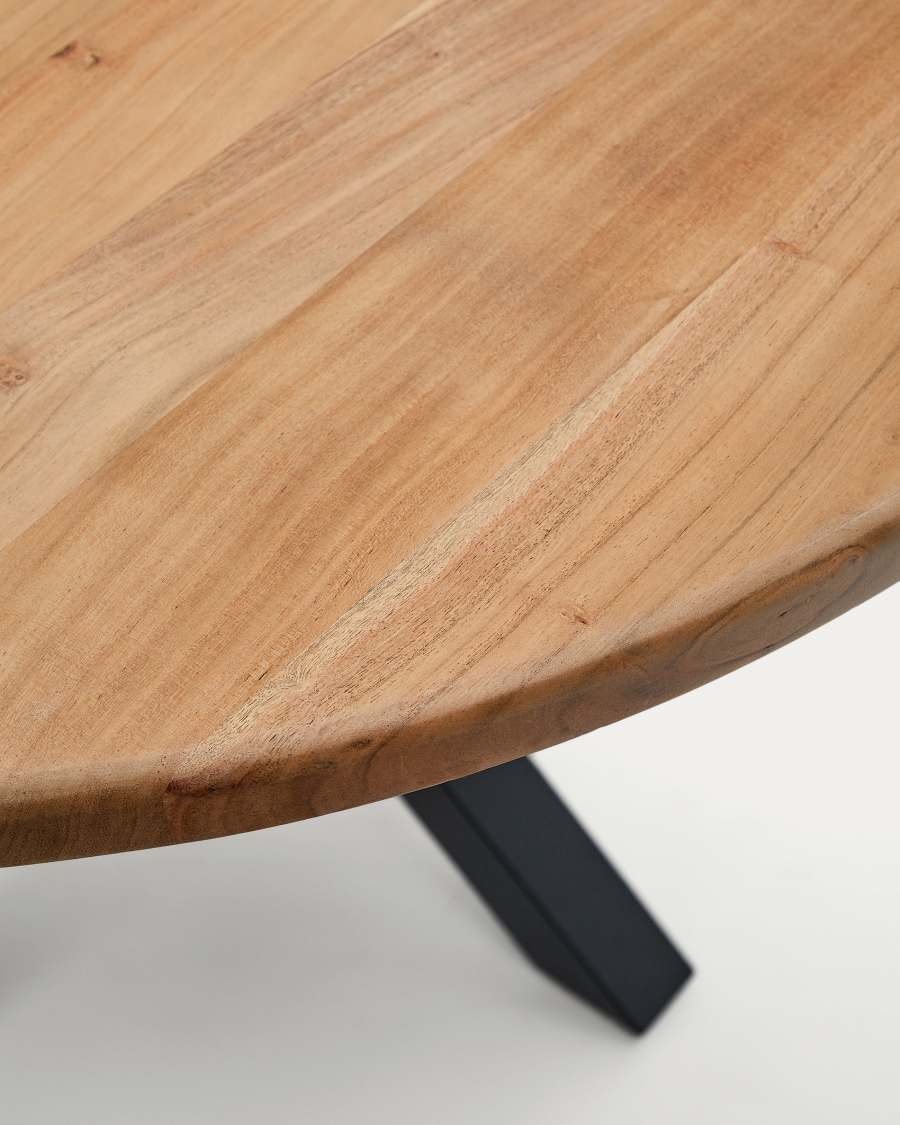 Argo round table in acacia solid wood and steel legs with black finish, Ø 120 cm