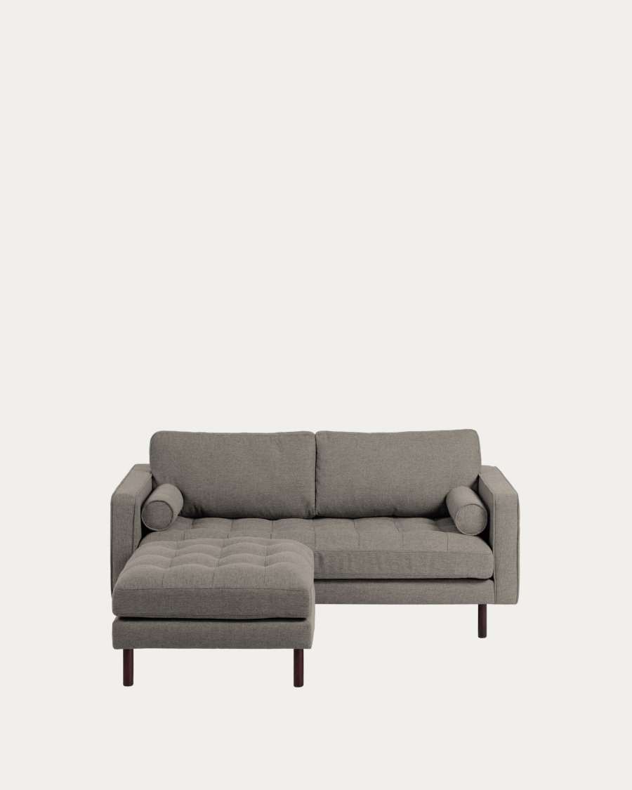 Debra 2 seater sofa with footrest in light grey, 182 cm