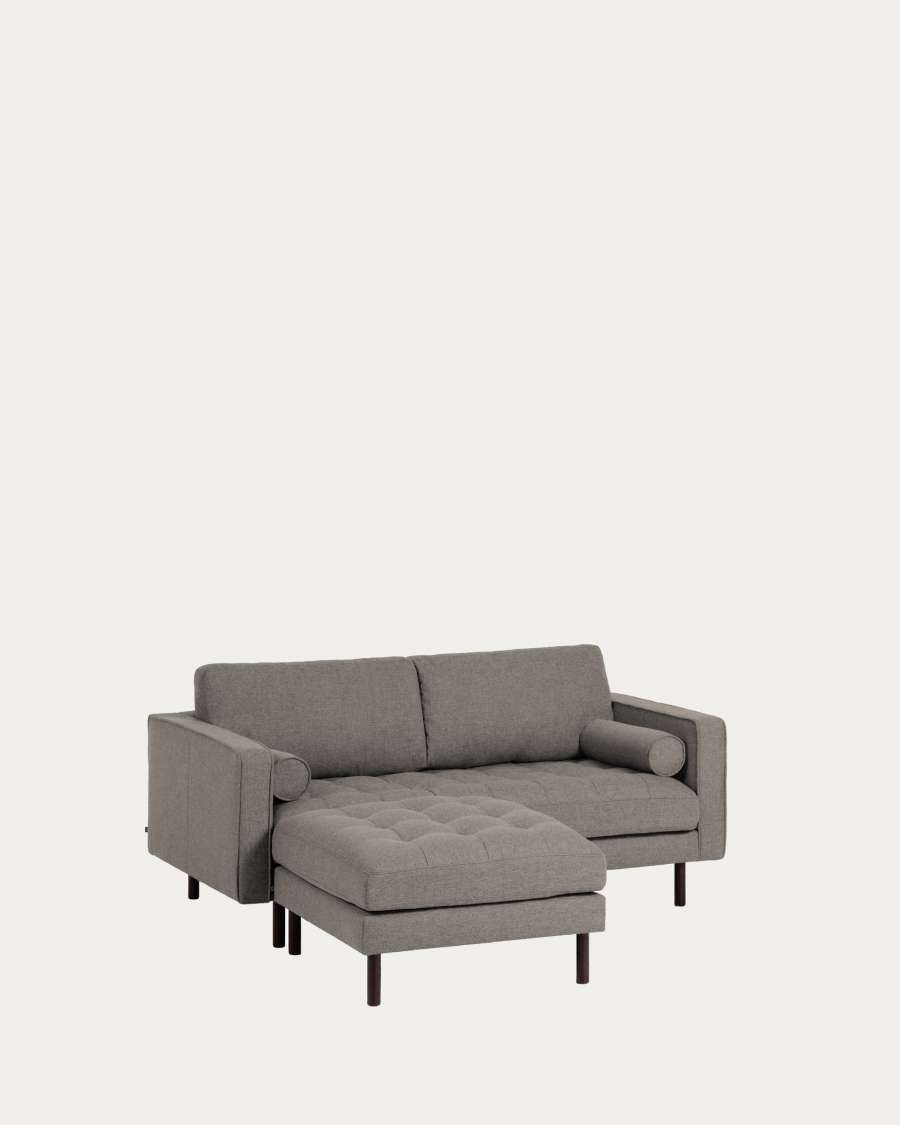 Debra 2 seater sofa with footrest in light grey, 182 cm