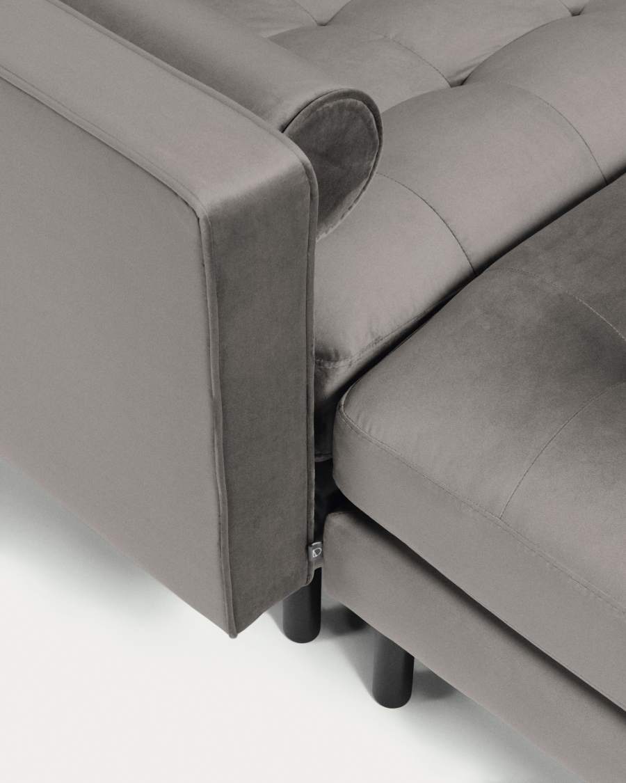 3θ καναπές με σκαμπό Debra, γκρι βελούδο, 222εκ