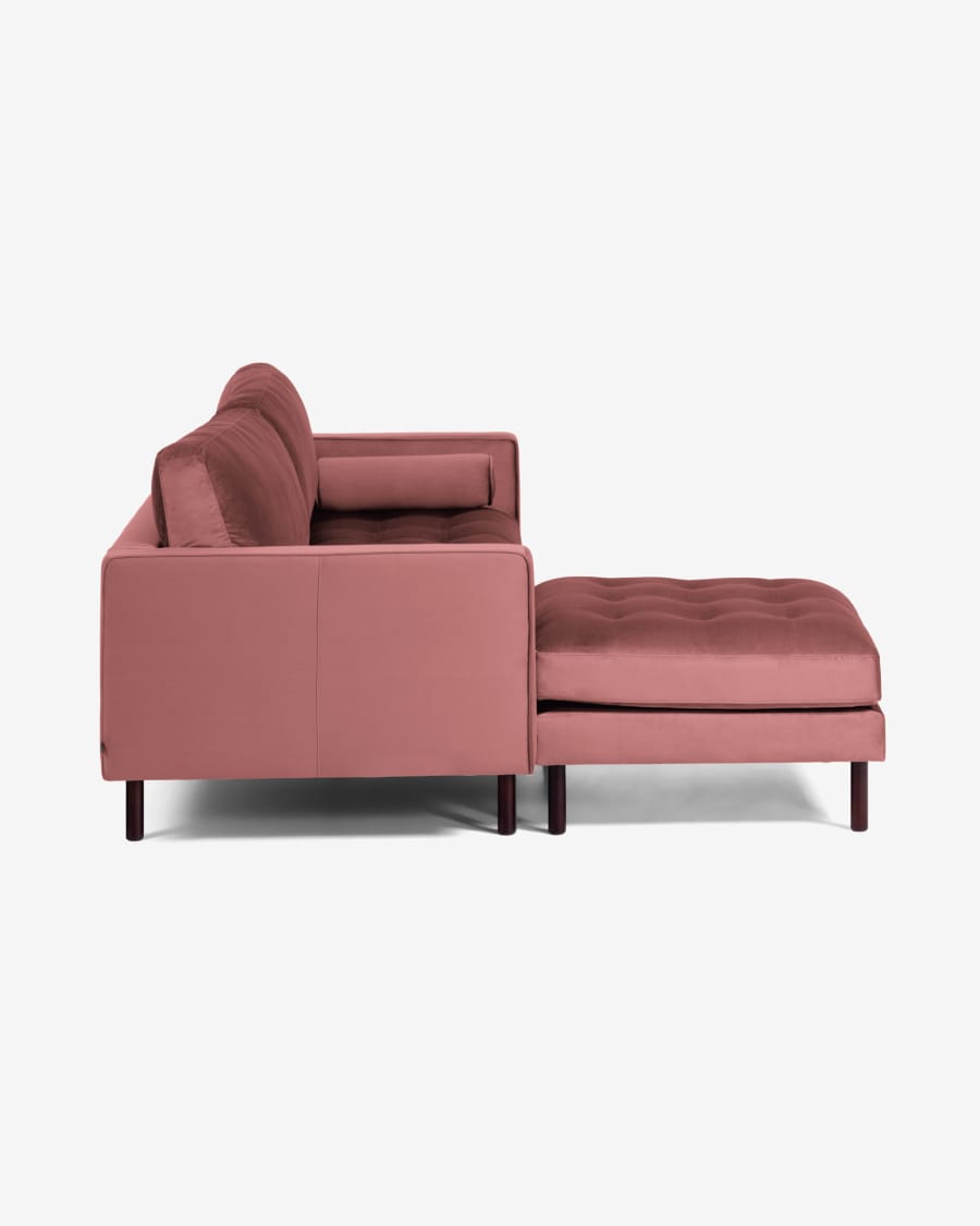 Debra 3-Sitzer Sofa mit Fußstütze rosa Samt 222 cm