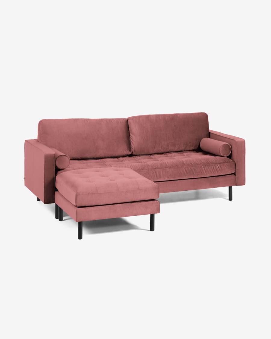 Debra 3-Sitzer Sofa mit Fußstütze rosa Samt 222 cm